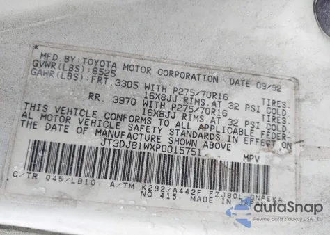 1993 Toyota Land Cruiser Dj81 из США, поврежденный, VIN JT3DJ81WXP0015751